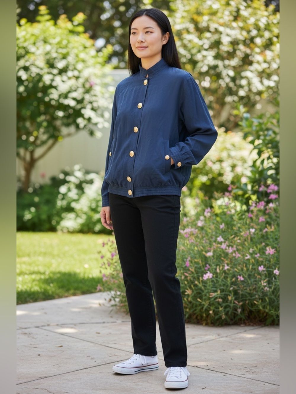 Tara Vanessa Paris Blue Compass Bomber Jacket S